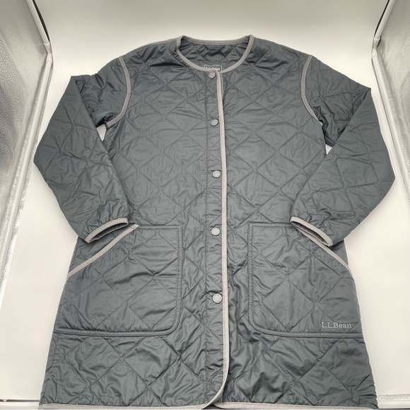 LL Bean Lightweight Quilted Chore Coat Women Small Black Jacket Barn Utility - Picture 8 of 15